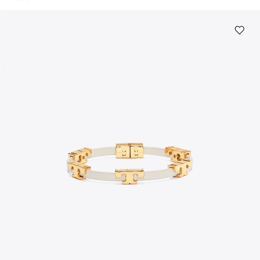 Sold out Tory Burch Gold and white Chain-Link leather Bracelet